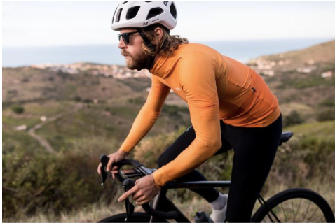Maillot Manga Larga Hombre Tactic en naranja. Equipación ciclismo invierno en Mallorca.