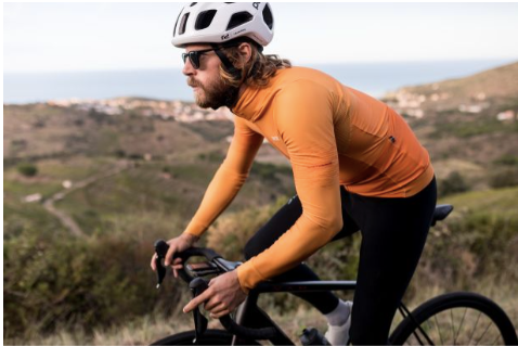 Maillot Manga Larga Hombre Tactic en naranja. Equipación ciclismo invierno en Mallorca. 